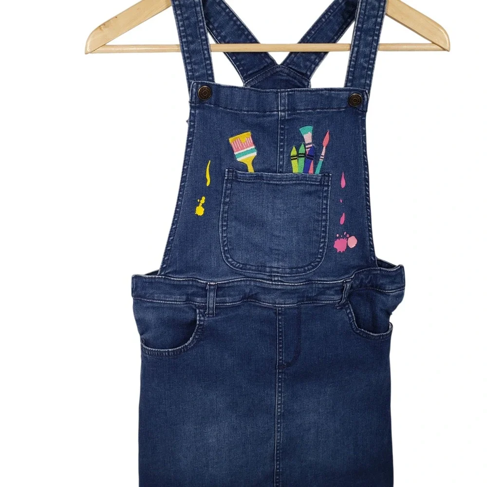 Gymboree Girls Denim Overalls Dress Artist‎ Paint Splatter Size 12